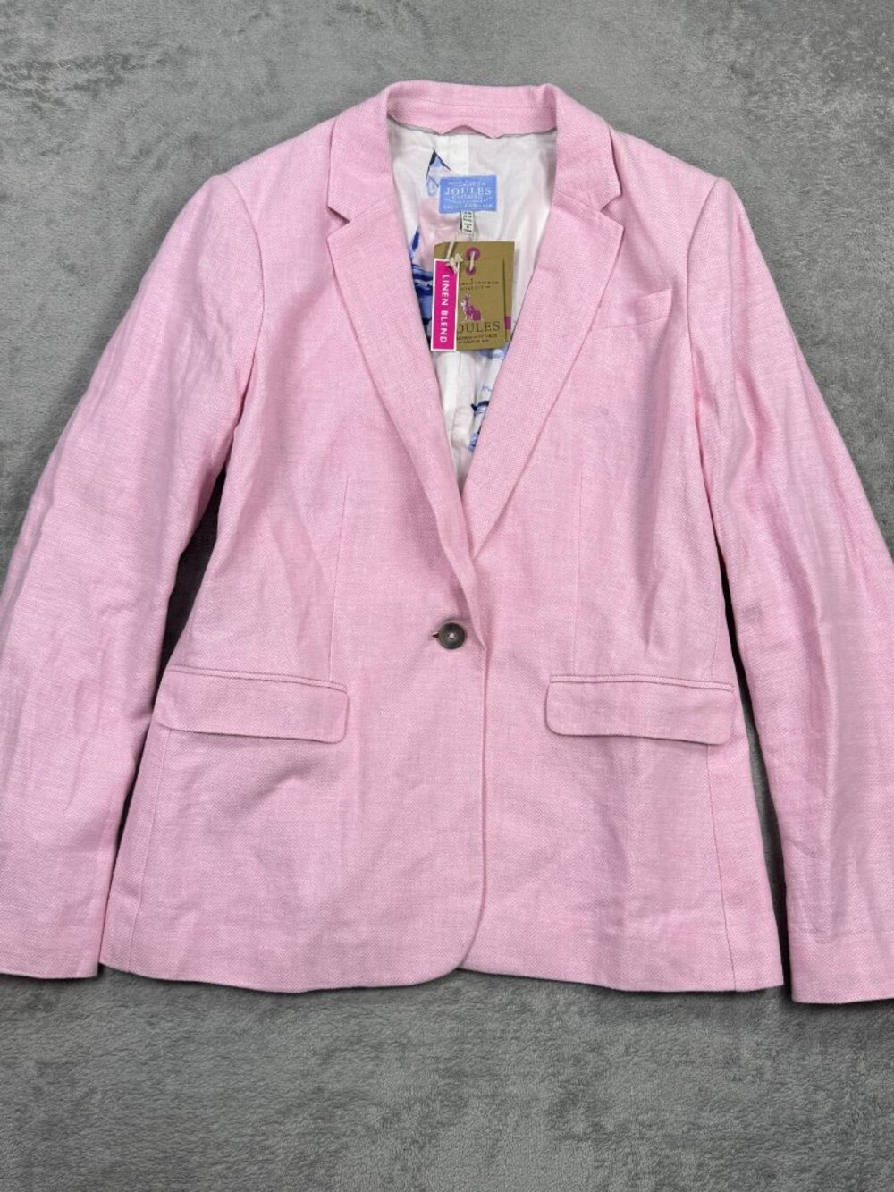 NWT Joules Pink Linen Blend Blazer Womens 12 Coquette Preppy Cocktail Attire